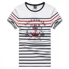 shark hommes t-shirt polo shirt summer circular collar stripe sea soul rouge